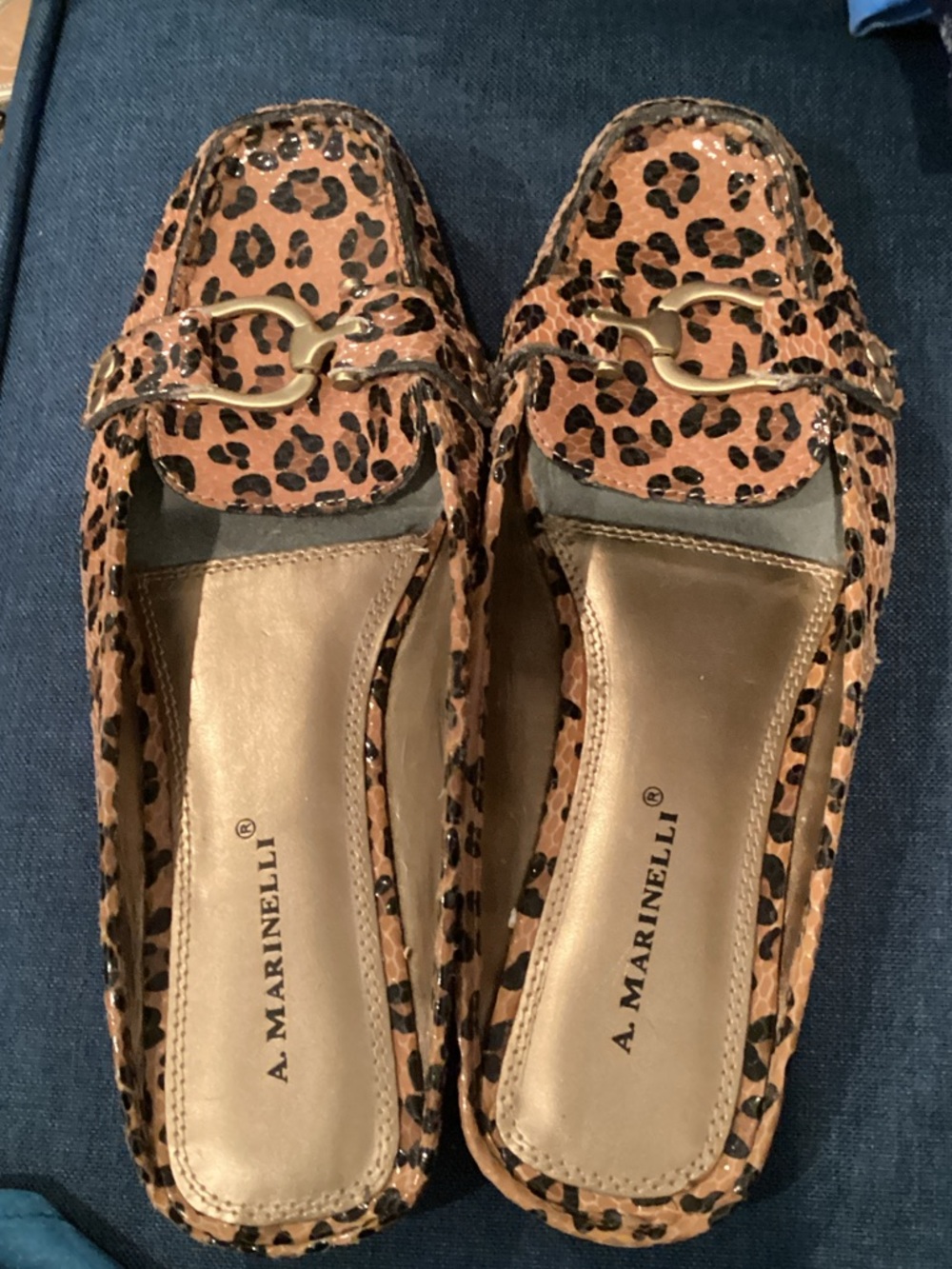 A. Marinelli Leopard Print Tan & Black Loafers